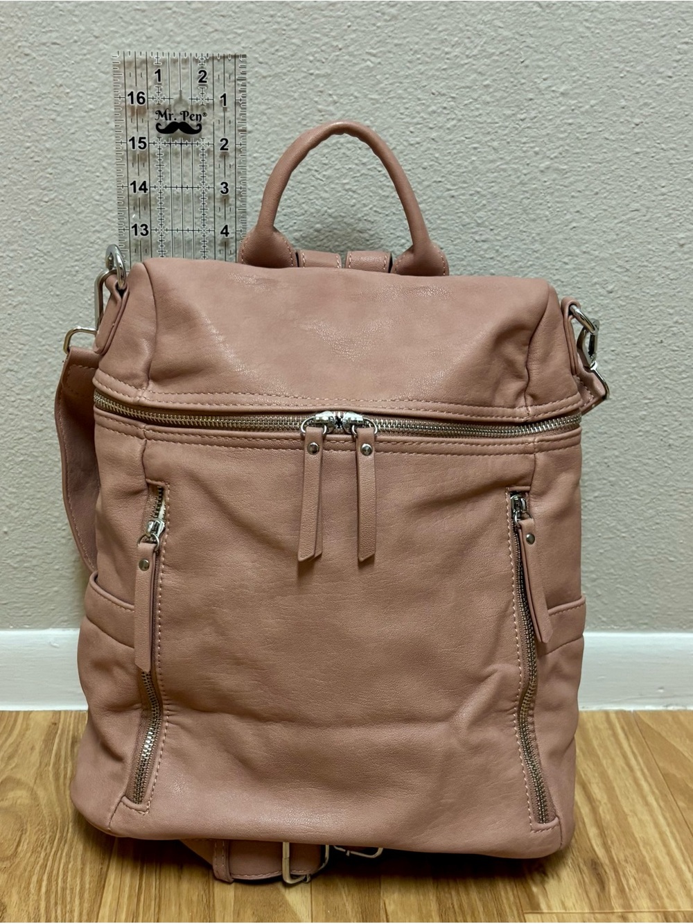 Women's Blush Pink Convertible Backpack Tote/Purse